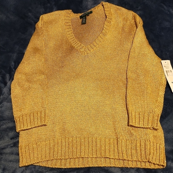 NWT Ralph Lauren Women's Gold Sweater - Picture 1 of 8